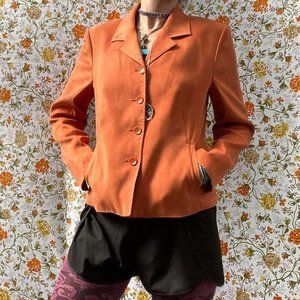 vintage 90s faux suede burnt orange blazer academia fall talbots sz 4 autumn